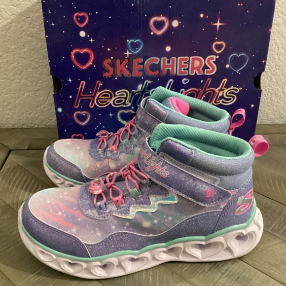 SKECHERS Little Girls Heart Lights Light-Up Adjustable Strap Sneaker Boo… - Picture 8 of 15